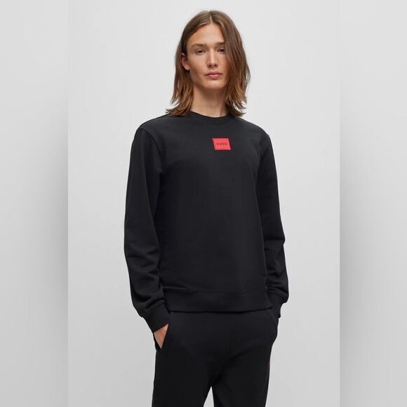 Hugo Boss COTTON-TERRY REGULAR-FIT SWEATSHIRT WITH LOGO LABEL - Picture 1 of 4